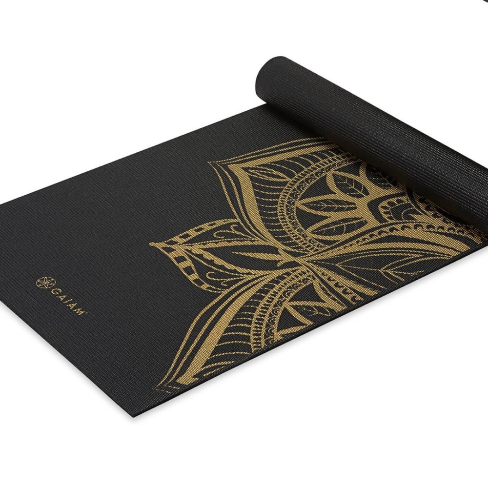 Gaiam Metallic Bronze Printed Yoga Mat - Black